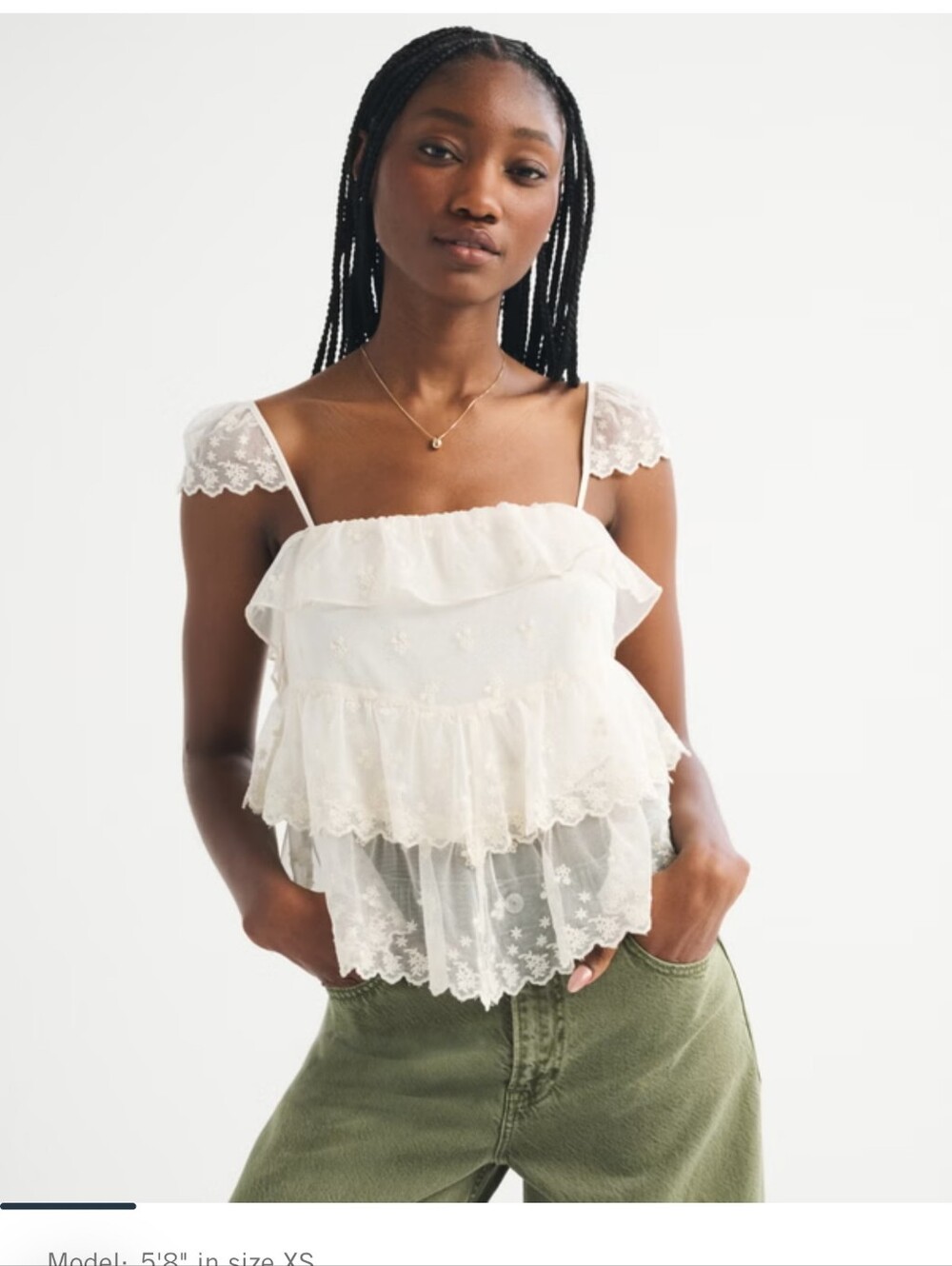 Abercrombie And Fitch Delicate White Lace Tiered Ruffle Women's Top NWT